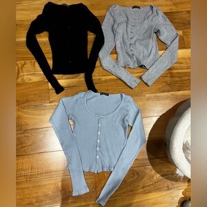Brandy Melville Black, Gray, and Blue Tops Bundle